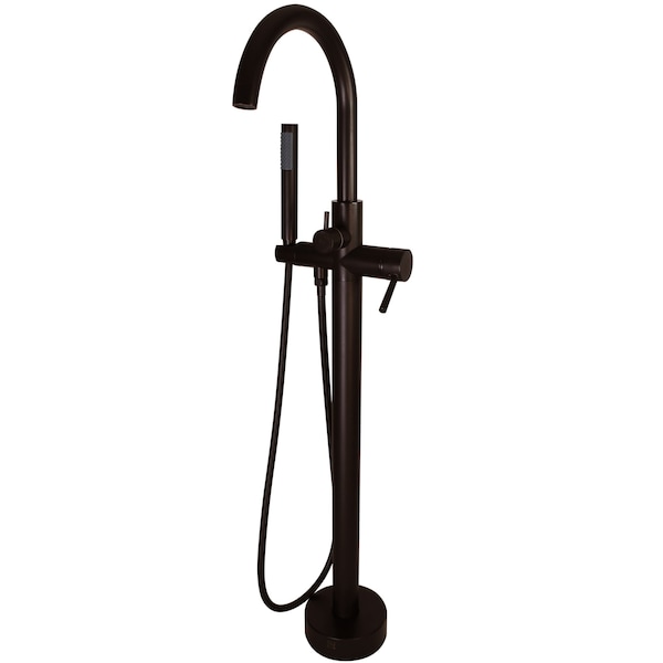 Westbrass Floor Mount Freestanding Bathtub Filler Faucet with Handheld Shower, Oil Rubbed Bronze DF02043-12 - main